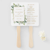 Botanical Gold Greenery Wedding Programme Handwaaier (Voorkant en achterkant)