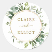 Botanical Gold Greenery Wedding Ronde Sticker (Voorkant)