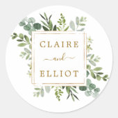 Botanical Gold Greenery Wedding Ronde Sticker (Voorkant)