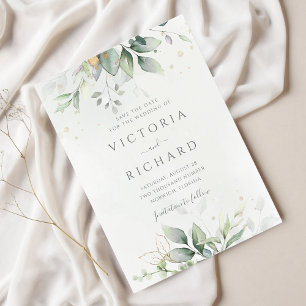 Botanical Gold Greenery Wedding Save The Date