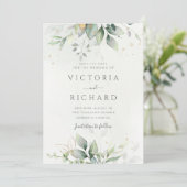 Botanical Gold Greenery Wedding Save The Date (Staand voorkant)
