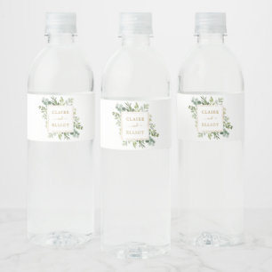 Botanical Gold Greenery Wedding Waterfles Etiket