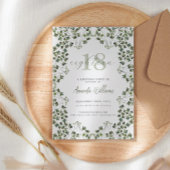 Botanical Green 18e anniversaire Invitation