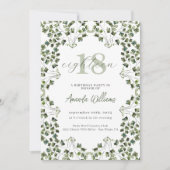 Botanical Green 18e anniversaire Invitation (Devant)