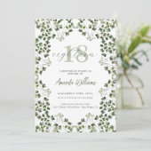Botanical Green 18e anniversaire Invitation (Debout devant)