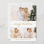 Botanical Green 3 Photo Collage Carte de Noël (Devant)