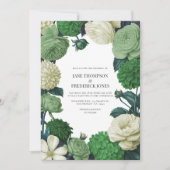 Botanical Green, Fern Shadow & Ivory Bud Wedding Kaart (Voorkant)
