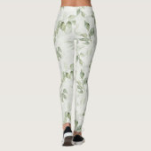 Botanical Green Leaf Pattern  Leggings (Achterkant)