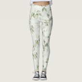 Botanical Green Leaf Pattern  Leggings (Voorkant)