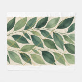 Botanical Green Leaves Fleece Blanket | Watercolor (Voorkant (Horizontaal))