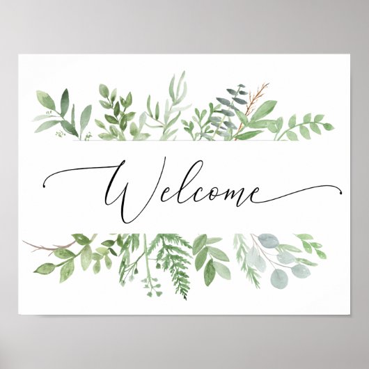 Botanical Greenery Affiche de bienvenue Mariage ou (Devant)