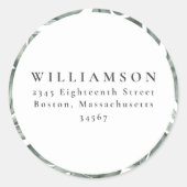 Botanical Greenery Custom Douche Retour Adres Ronde Sticker (Voorkant)