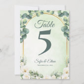 Botanical Greenery Eucalyptus Wedding Table Number Bedankkaart (Voorkant)