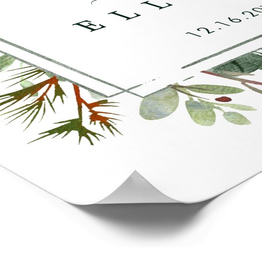 Botanical Greenery Mariage de Noël Affiche de bien (Coin)