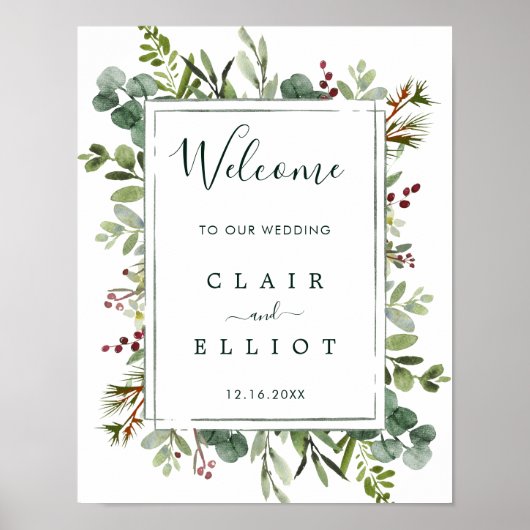 Botanical Greenery Mariage de Noël Affiche de bien (Devant)