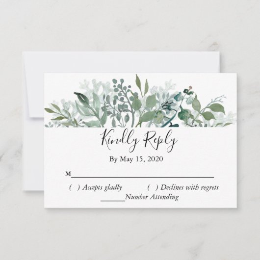 Botanical Greenery RSVP Mariage Kindly Répondre (Devant)