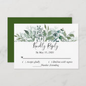 Botanical Greenery RSVP Mariage Kindly Répondre (Devant / Derrière)