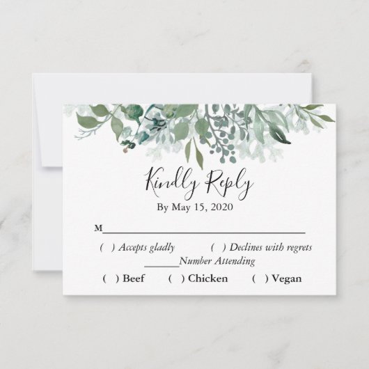 Botanical Greenery RSVP Mariage Kindly Répondre (Devant)