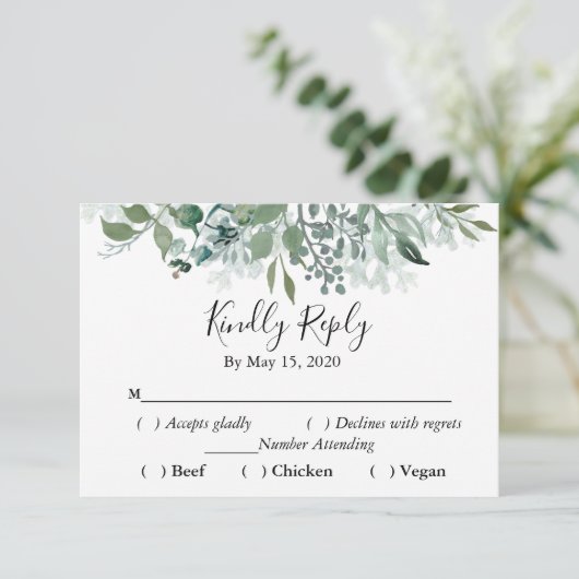 Botanical Greenery RSVP Mariage Kindly Répondre (Debout devant)