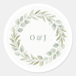 Botanical Greenery Wedding Envelope Seals Ronde Sticker