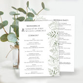 Botanical Greenery Wedding Program Card Programma