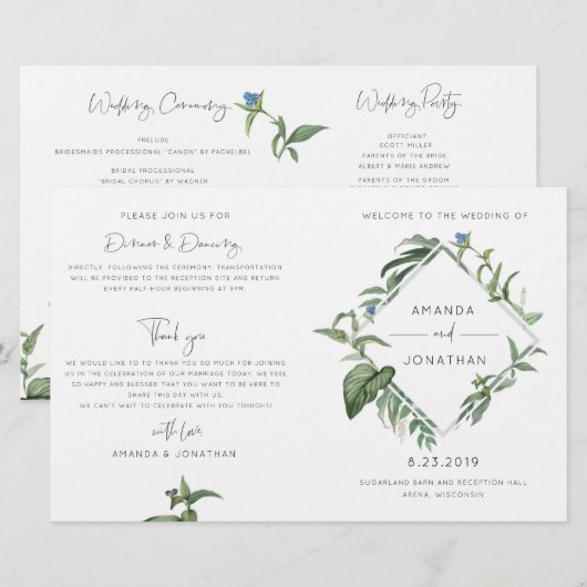 Botanical Greenery Wedy Programme Livret (Devant / Derrière)