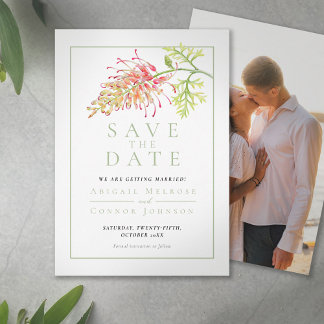 Botanical Grevillea Floral Photo  Save The Date