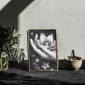 Botanical Hand Etching with Falling Petals Canvas