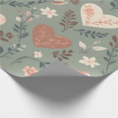 Botanical Hearts Romantic Floral Seamless Pattern  Cadeaupapier (Hoek)