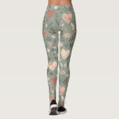 Botanical Hearts Romantic Floral Seamless Pattern  Leggings (Achterkant)