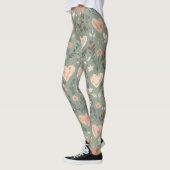 Botanical Hearts Romantic Floral Seamless Pattern  Leggings (Links)
