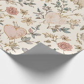 Botanical Hearts Romantic Floral Valentine Pattern Cadeaupapier (Hoek)