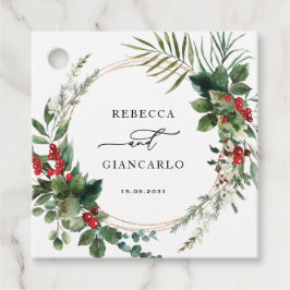 Botanical Holiday Greenery Red Berries Wedding Bedankjes Labels