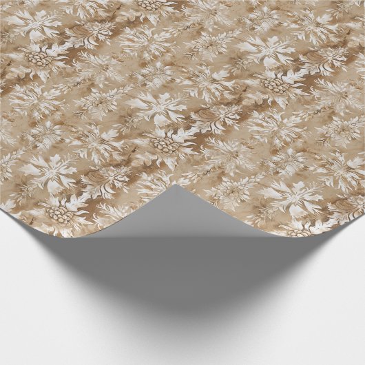 Botanical Illustrations and Beige and White Damask Cadeaupapier (Hoek)