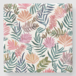 Botanical Leaves Watercolor | Floral Colorful Cute Stenen Onderzetter