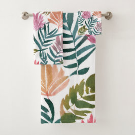 Botanical Leaves Watercolor | Floral Colorful Leaf Bad Handdoek