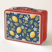 Botanical Lemon Blossom Navy Blue Lunch Box (Dos)