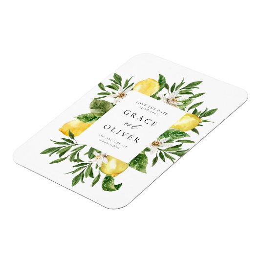 Botanical Lemon Blossoms Lijst Save the Date Magneet (Linkerzijde)