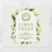 Botanical Lemon Frame Limoncello  Likeurfles Etiket (Enkel label)