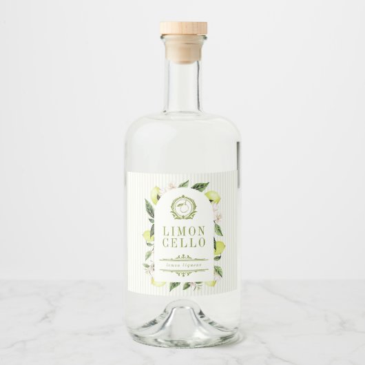 Botanical Lemon Frame Limoncello  Likeurfles Etiket (Voorkant)