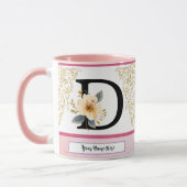 Botanical Letter D Mug – Soft Floral Initial with  (Gauche)