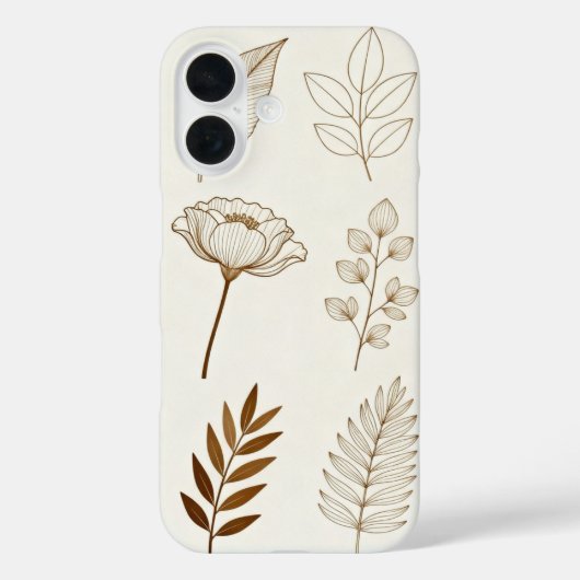 Botanical Line Art Phone Case – Minimalist Floral  (Achterkant)