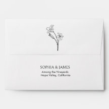 Botanical Line Art Retour Adres Wedding Envelope