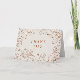 Botanical Line Art Verbrand Sinaasappel Dank u kaa Bedankkaart
