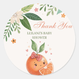 Botanical Little Cutie Oranje Citrus Theme Ronde Sticker
