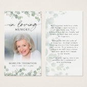 Botanical Loving Memory Photo Funeral Prayer Card (Devant & derrière)