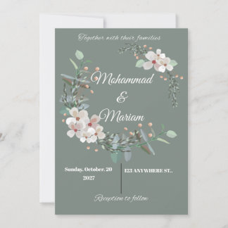 Botanical Minimal Wedding Invite | Green Floral |  Feestdagenkaart