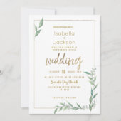 Botanical mint green gold greenery Wedding Kaart (Voorkant)