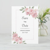 Botanical mint pastel pink floral Save The Date Kaart (Staand voorkant)