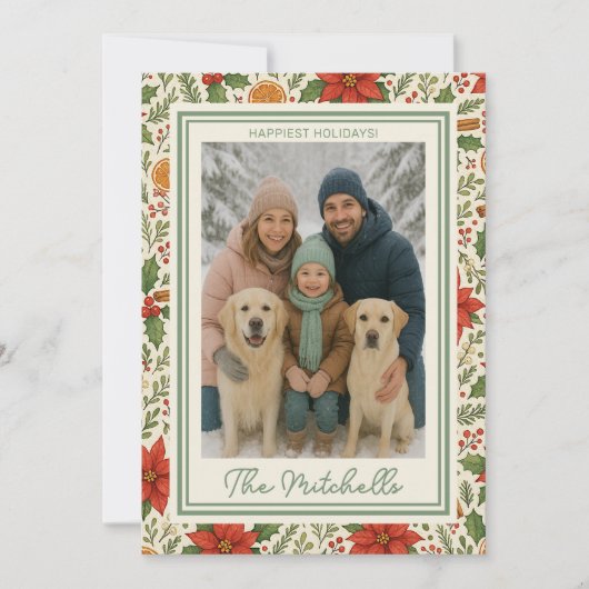 Botanical Mistletoe Classic Floral Art Pattern Feestdagenkaart (Voorkant)